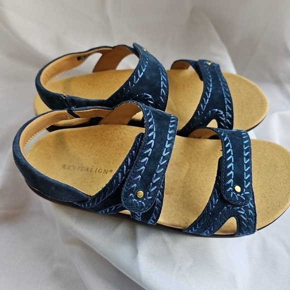 Revitalign Orthotic Suede Hook And Loop Sandal-Blue-Size 9B NEW-A687172 - Picture 7 of 8